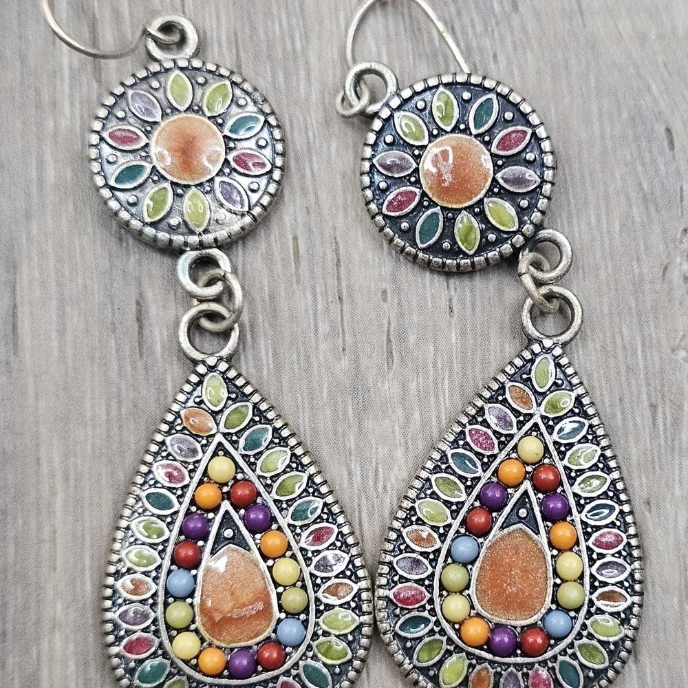 Colorful Mosaic Teardrop Earrings
